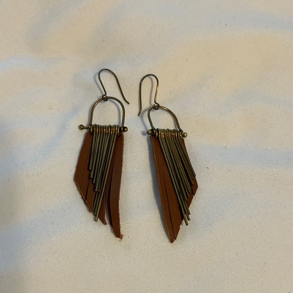 Chic Brown and Gold Fringe Earrings